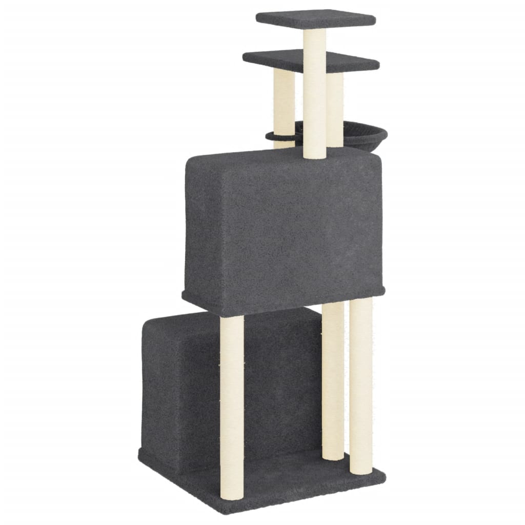 Albero per Gatti con Tiragraffi in Sisal Grigio Scuro 122 cm - homemem39
