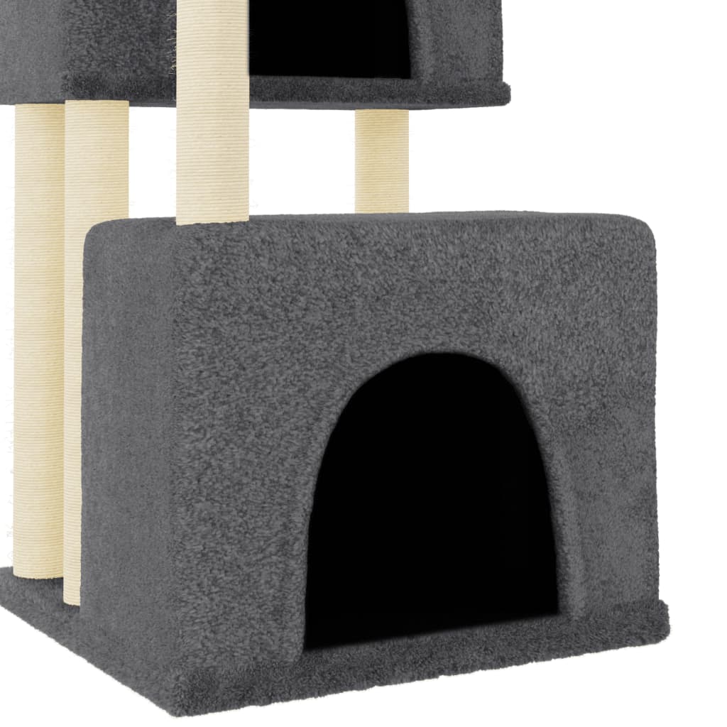 Albero per Gatti con Tiragraffi in Sisal Grigio Scuro 122 cm - homemem39