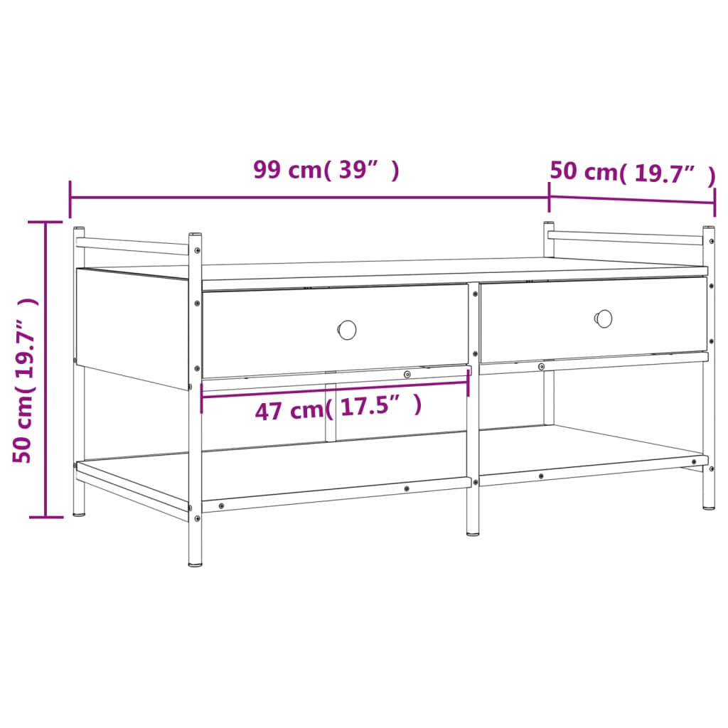 Tavolino da Salotto Nero 99x50x50 cm in Legno Multistrato | homemem39