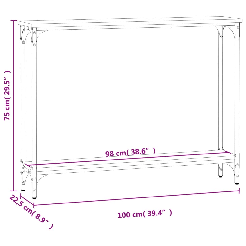 Tavolino Consolle Rovere Sonoma 100x22,5x75cm Legno Multistrato - homemem39