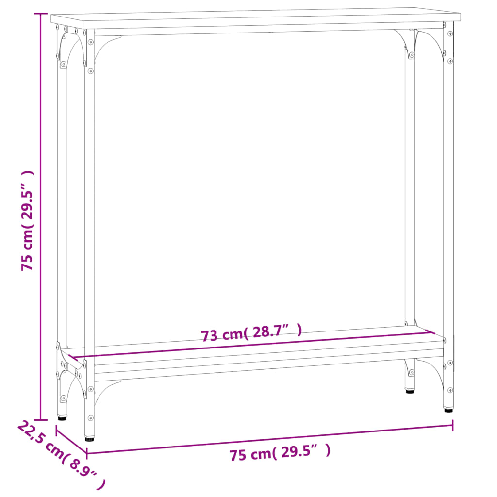 Tavolino Consolle Grigio Sonoma 75x22,5x75 cm Legno Multistrato - homemem39