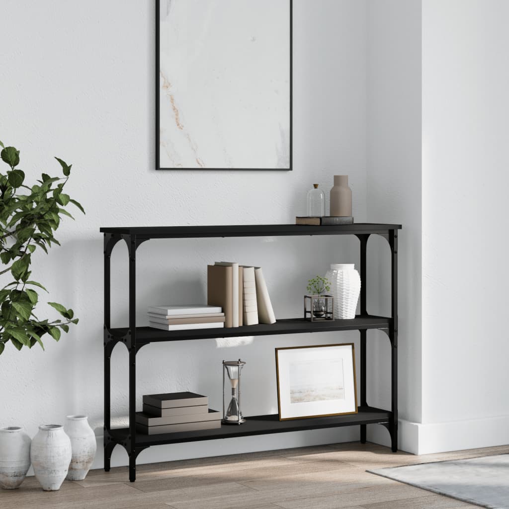 Tavolino Consolle Nero 100x22,5x75 cm in Legno Multistrato - homemem39
