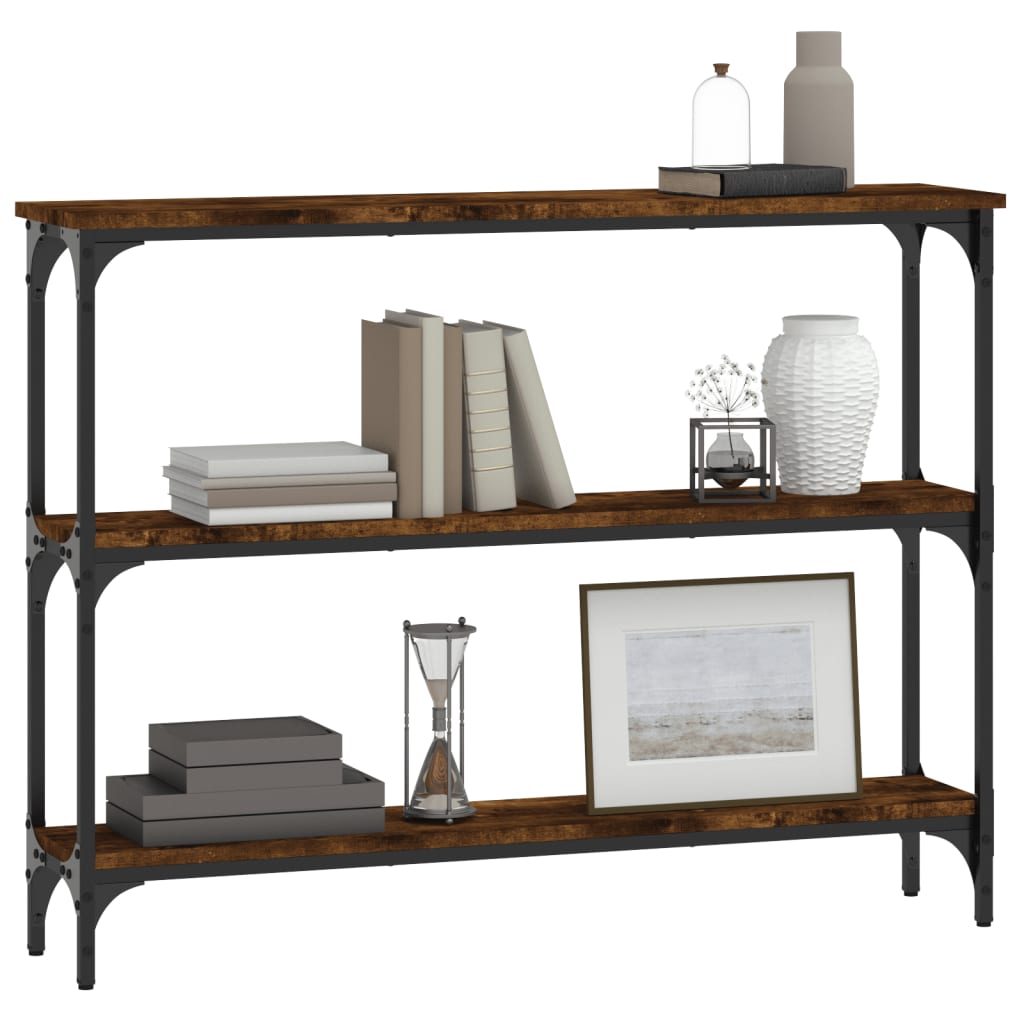 Tavolino Consolle Rovere Fumo 100x22,5x75 cm Legno Multistrato - homemem39