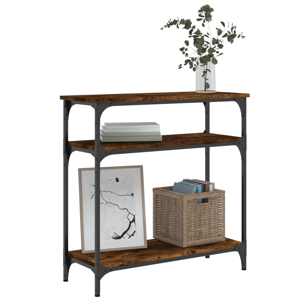Tavolino Consolle Rovere Fumo 75x29x75 cm in Legno Multistrato - homemem39