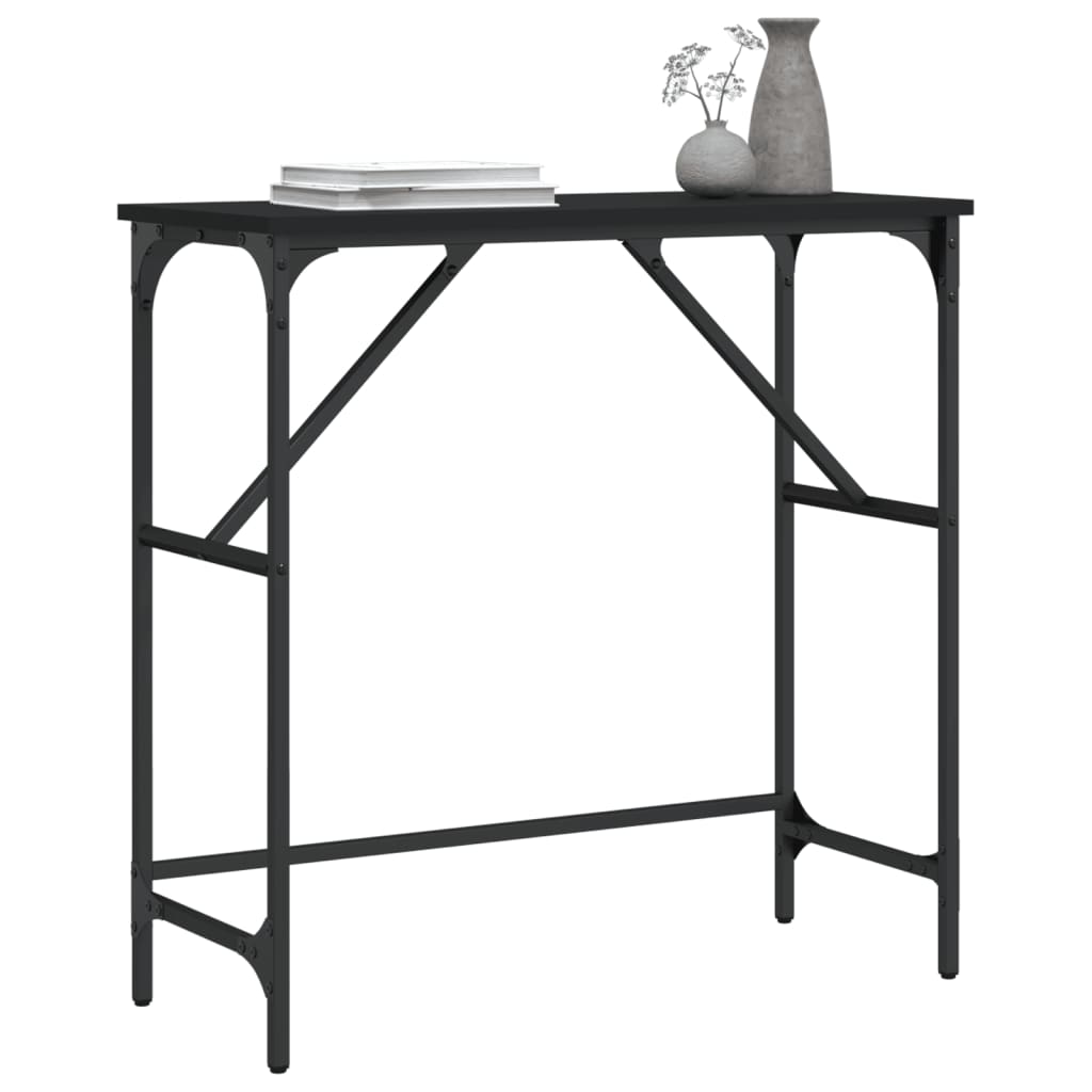 Tavolino Consolle Nero 75x32x75 cm in Legno Multistrato - homemem39