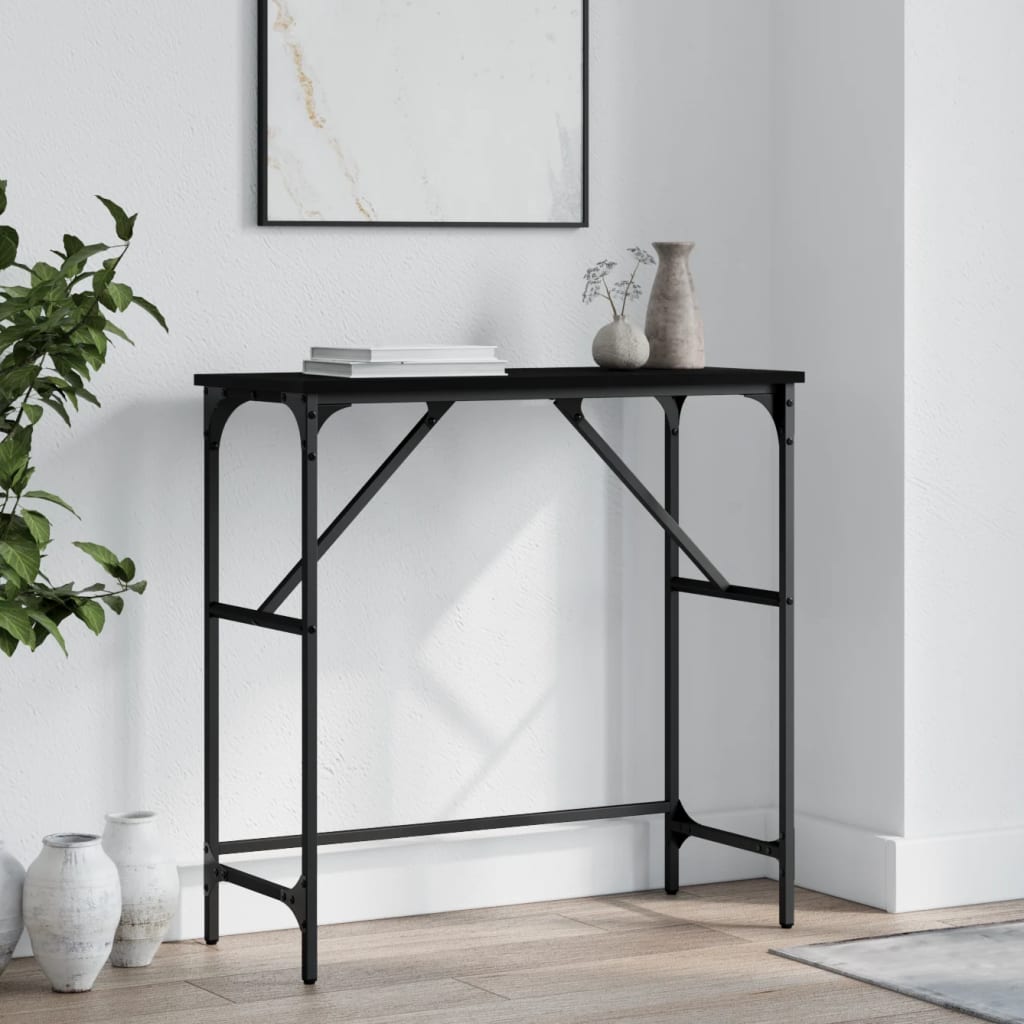Tavolino Consolle Nero 75x32x75 cm in Legno Multistrato - homemem39