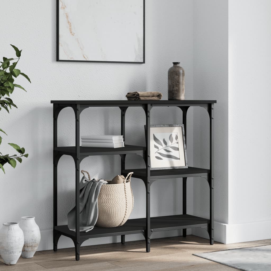 Tavolino Consolle Nero 80x29x75 cm in Legno Multistrato - homemem39