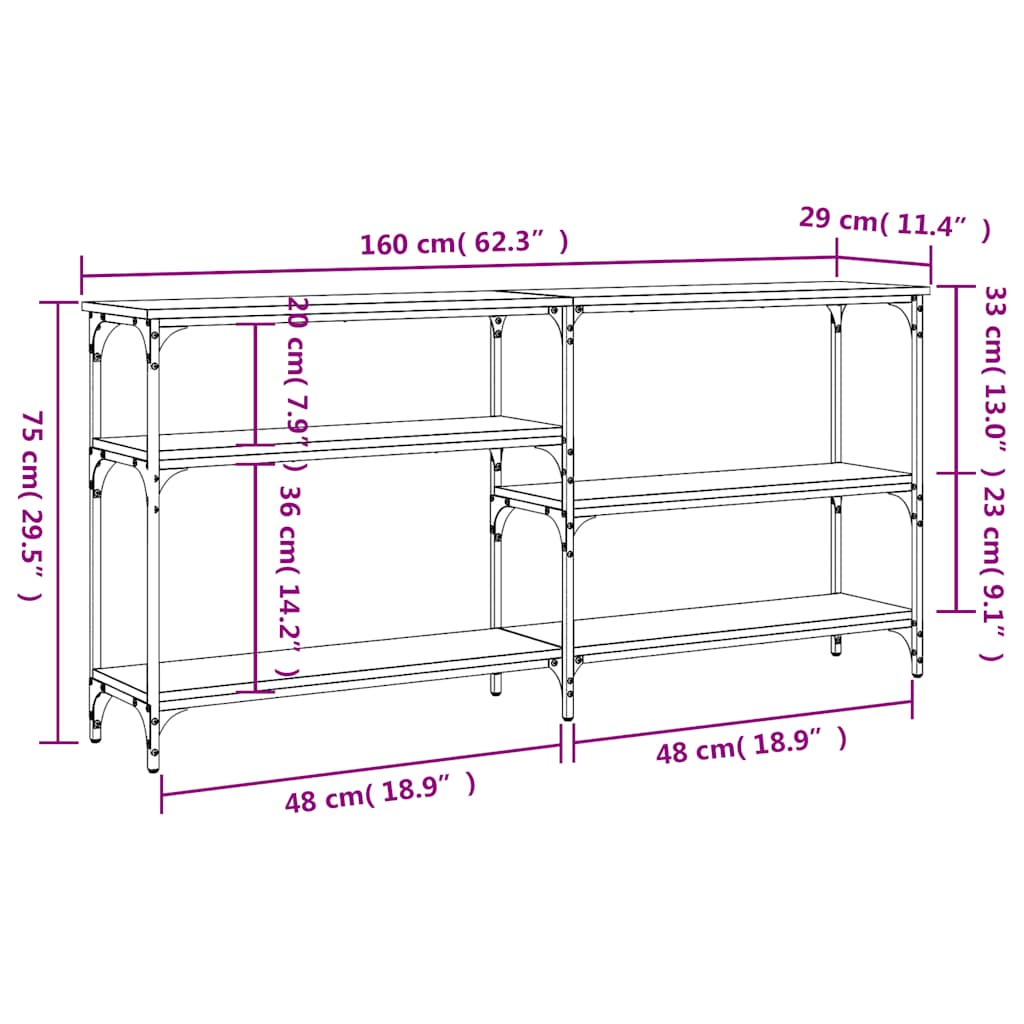 Tavolo Consolle Grigio Sonoma 160x29x75 cm in Legno Multistrato | homemem39