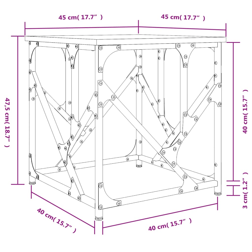 Tavolino Salotto Rovere Sonoma 45x45x47,5 cm Legno Multistrato | homemem39