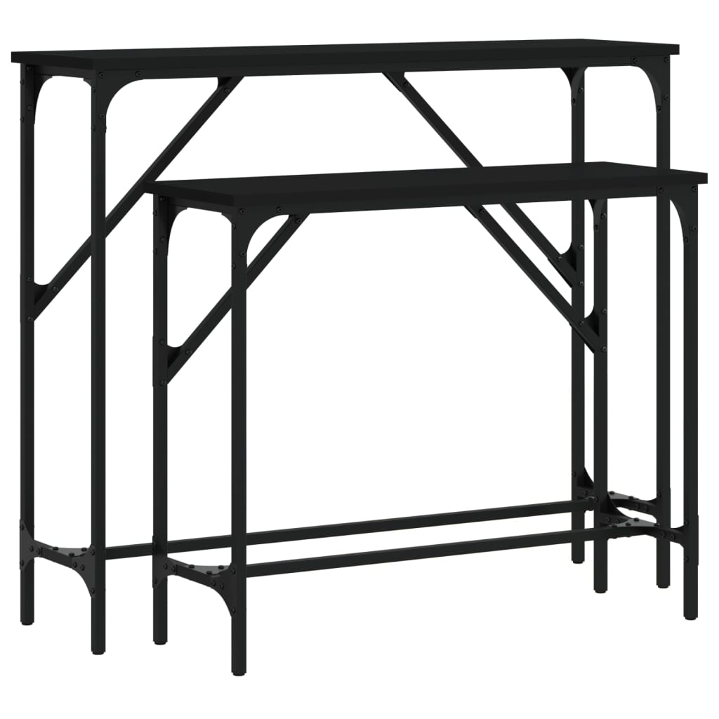 Tavolini Consolle 2 pz Neri in Legno Multistrato - homemem39