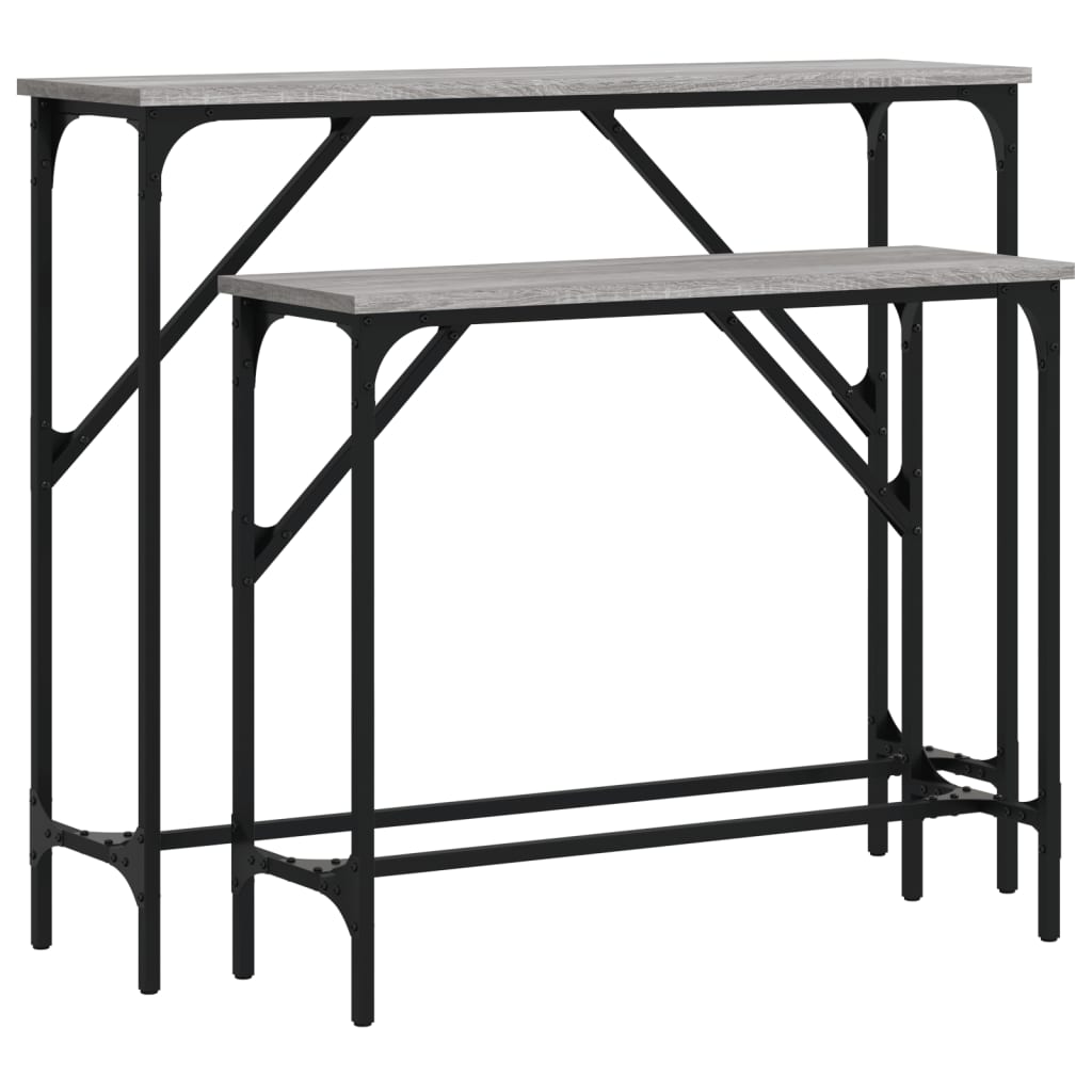 Tavolini Consolle 2 pz Grigio Sonoma in Legno Multistrato - homemem39