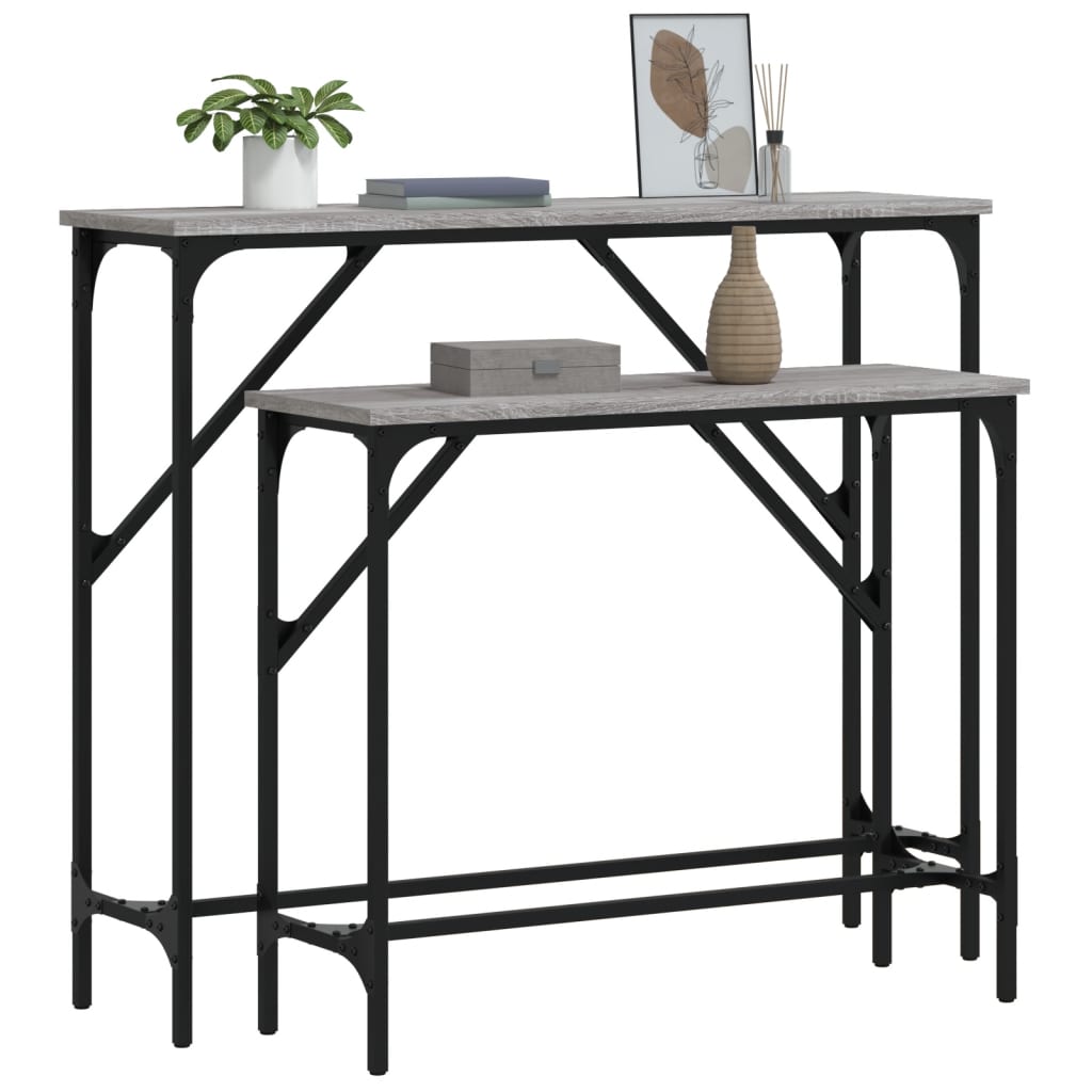 Tavolini Consolle 2 pz Grigio Sonoma in Legno Multistrato - homemem39