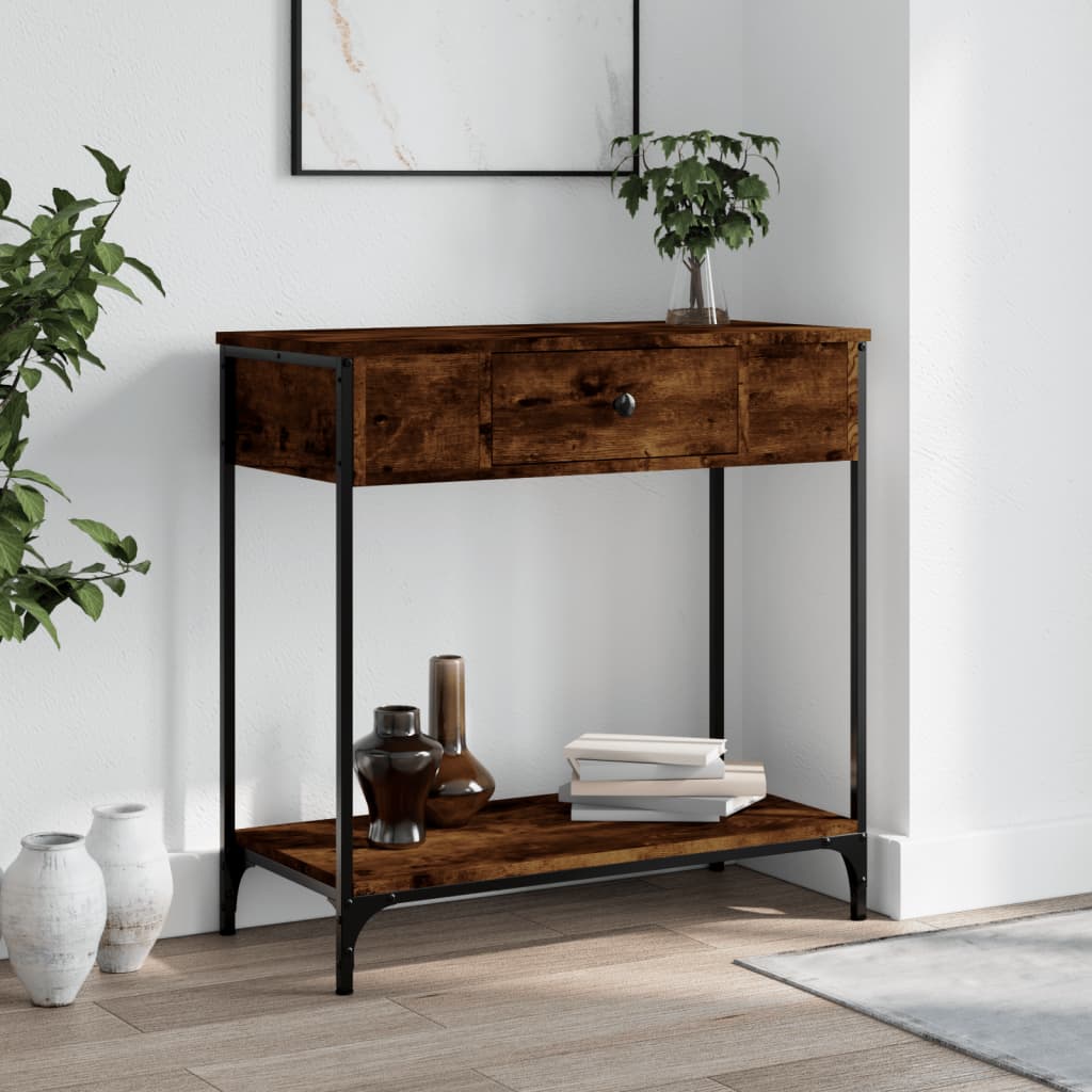 Tavolino Consolle Rovere Fumo 75x34,5x75cm Legno Multistrato - homemem39