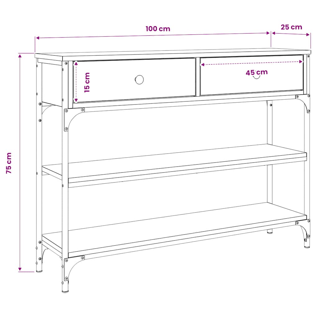 Tavolo Consolle Rovere Sonoma 100x25x75 cm in Legno Multistrato | homemem39