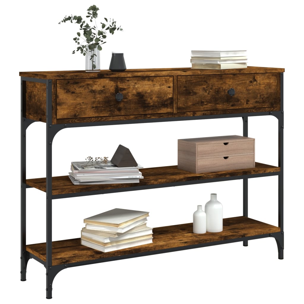 Tavolino Consolle Rovere Fumo 100x25x75 cm Legno Multistrato - homemem39