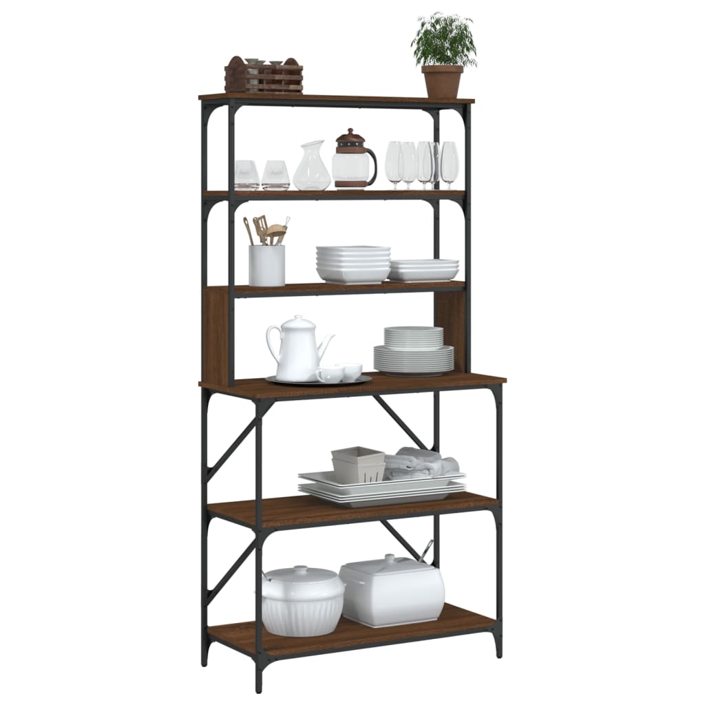 Scaffale Cucina 6Ripiani Rovere Marrone 90x40x180cm Multistrato - homemem39