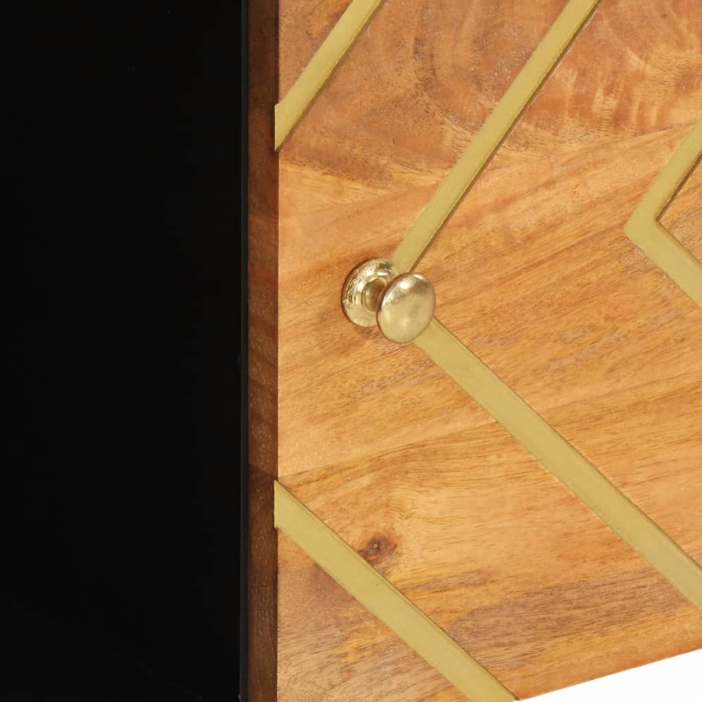 Credenza Marrone e Nera 80x33,5x75cm in Legno Massello di Mango - homemem39