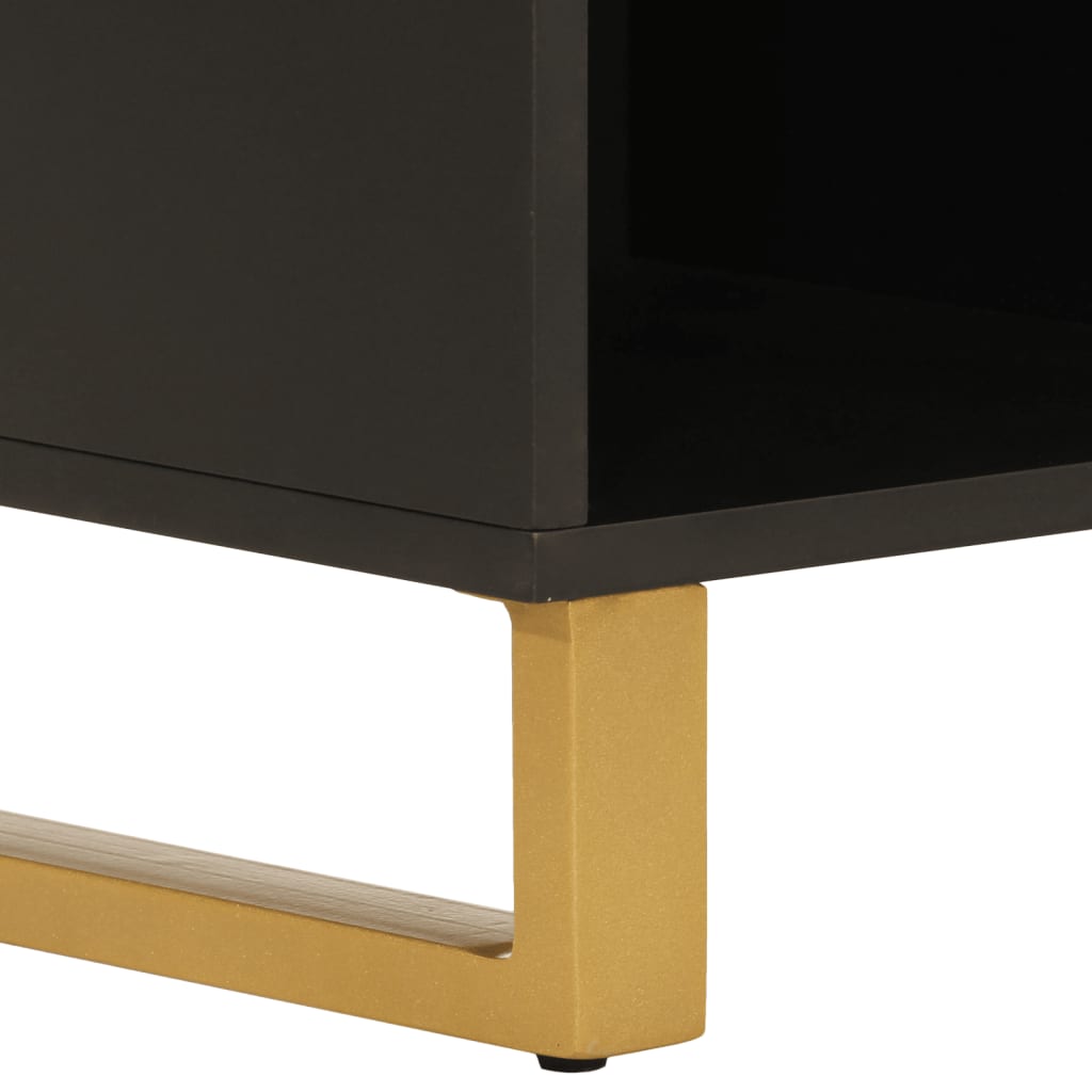 Credenza Marrone e Nera 80x33,5x75cm in Legno Massello di Mango - homemem39