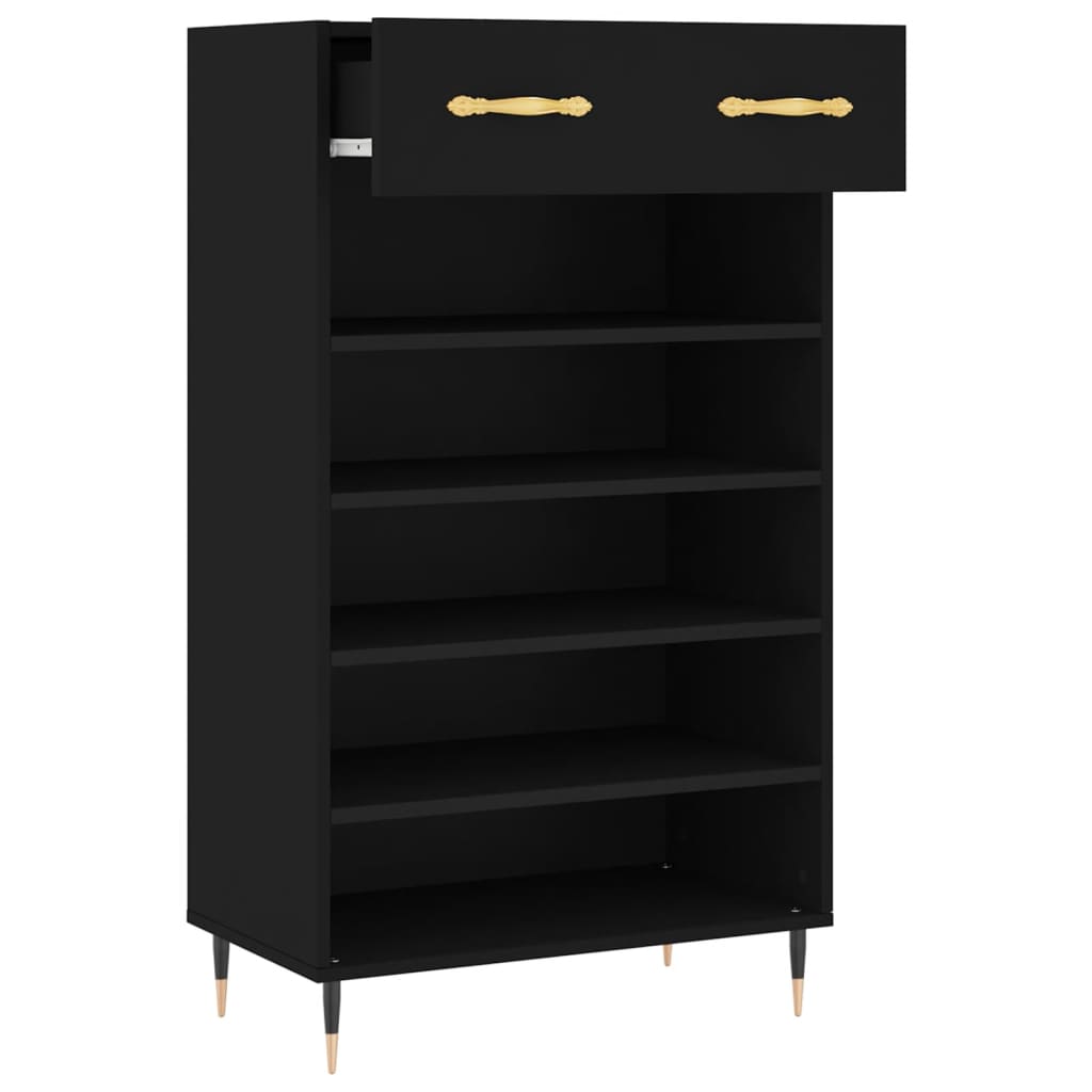 Scarpiera Nera 60x35x105 cm in Legno Multistrato - homemem39