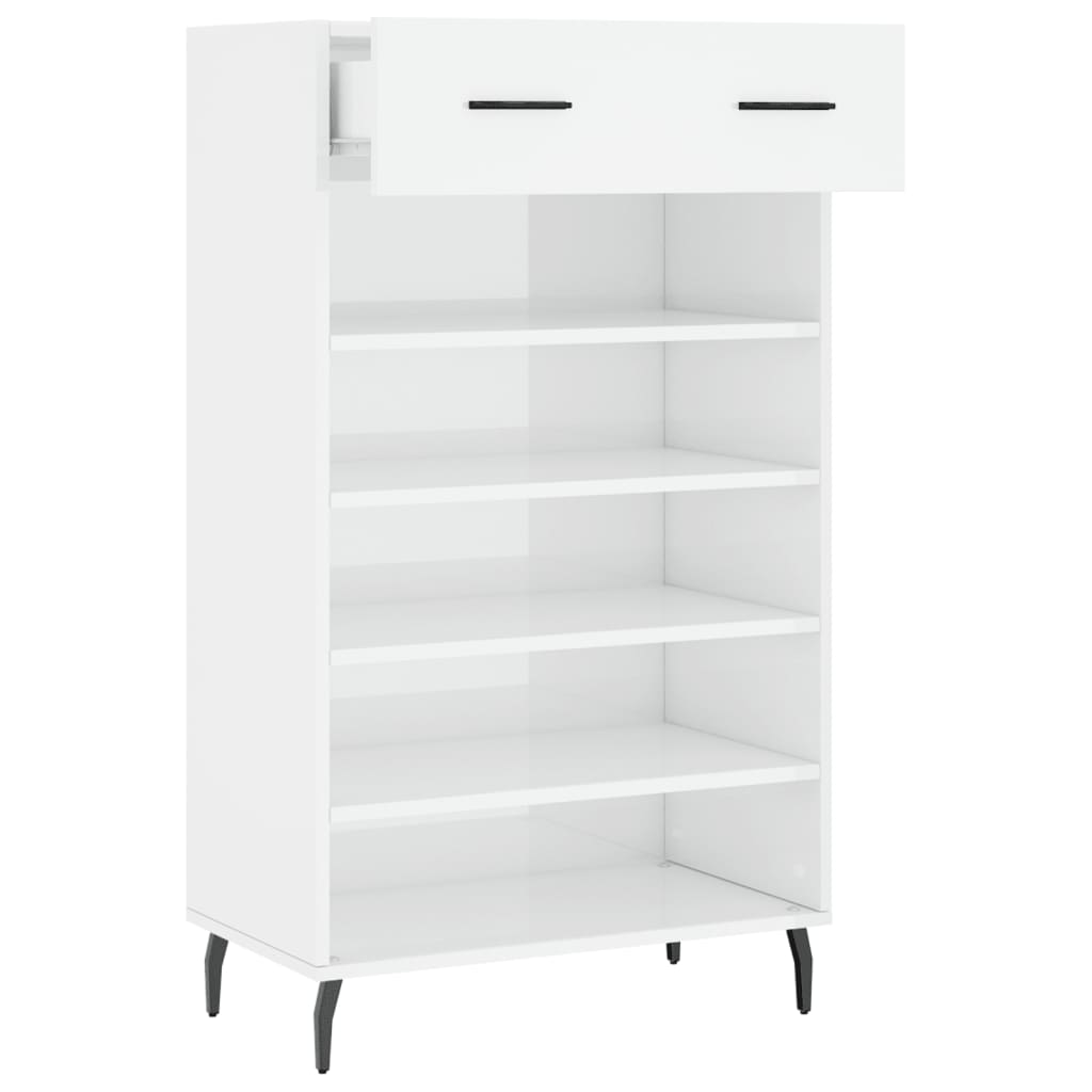 Scarpiera Bianco Lucido 60x35x105 cm in Legno Multistrato - homemem39