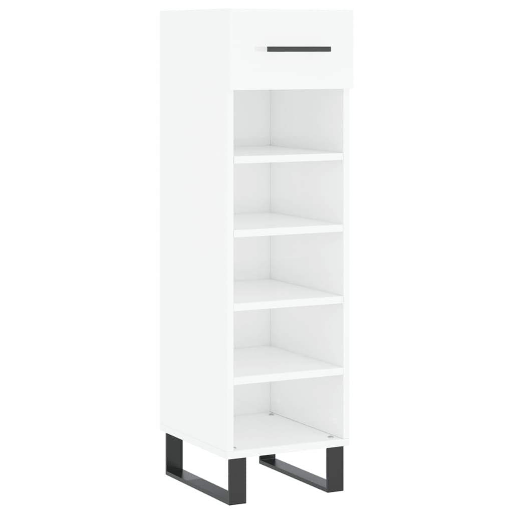 Scarpiera Bianco Lucido 30x35x105 cm in Legno Multistrato - homemem39