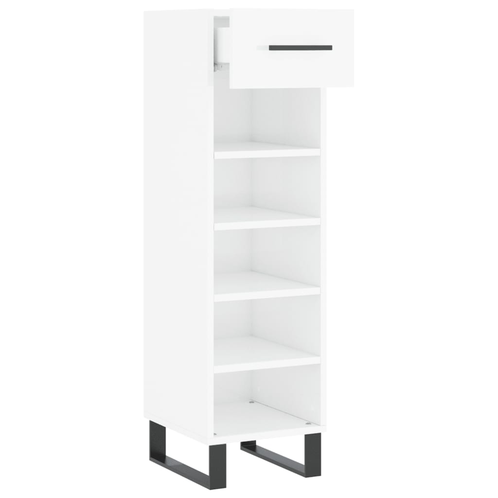 Scarpiera Bianco Lucido 30x35x105 cm in Legno Multistrato - homemem39