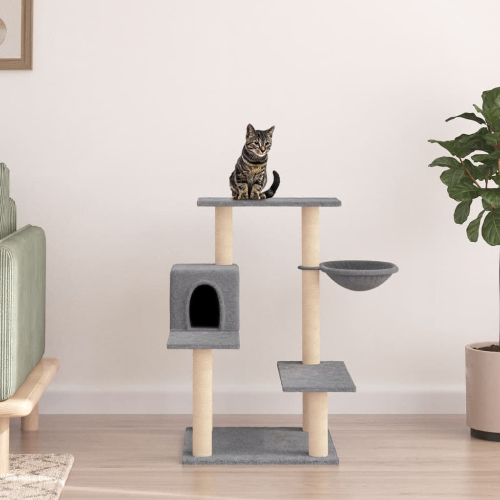Albero per Gatti con Tiragraffi in Sisal Grigio Chiaro 82,5 cm - homemem39