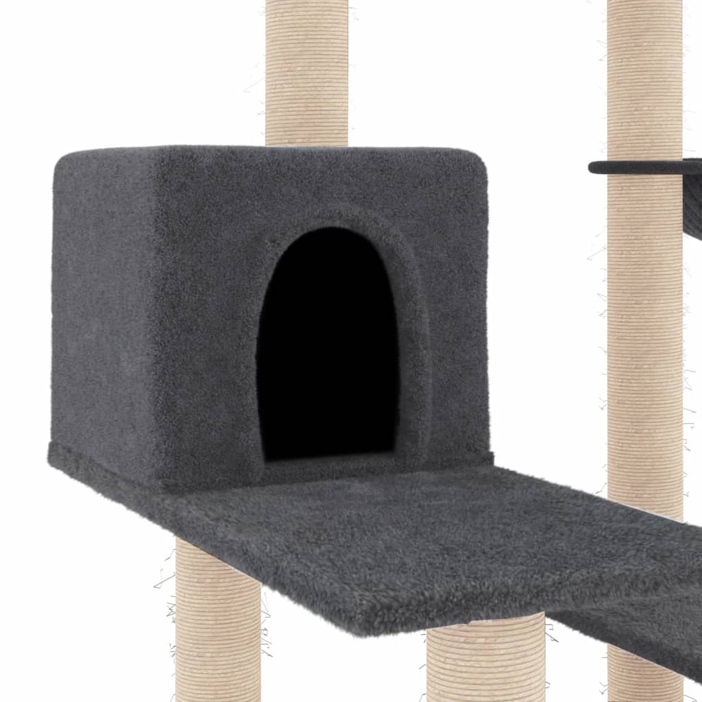 Albero per Gatti con Tiragraffi in Sisal Grigio Scuro 82,5 cm - homemem39