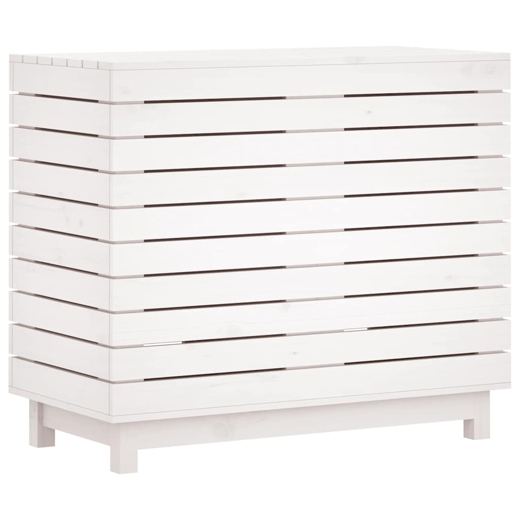 Cesto per Bucato Bianco 88,5x44x76 cm Legno Massello Pino - homemem39