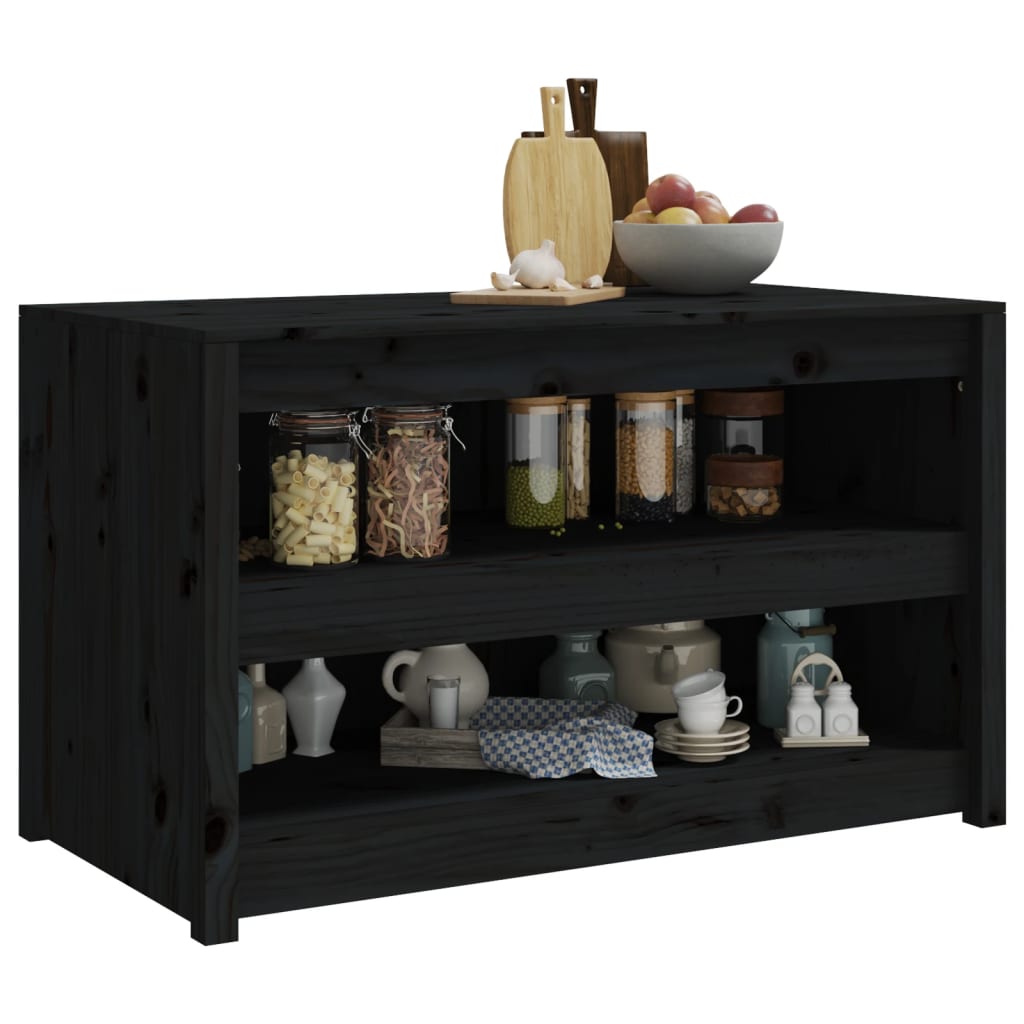 Mobile da Cucina da Esterno Nero 106x55x64 cm Legno Massello di Pino - homemem39