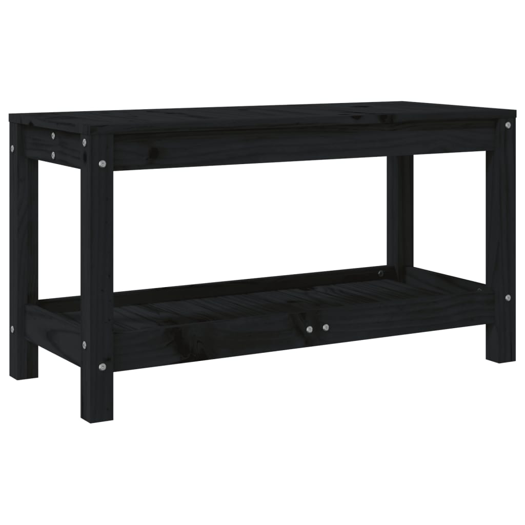 Panca da Giardino Nera 82,5x35x45 cm in Legno Massello di Pino - homemem39