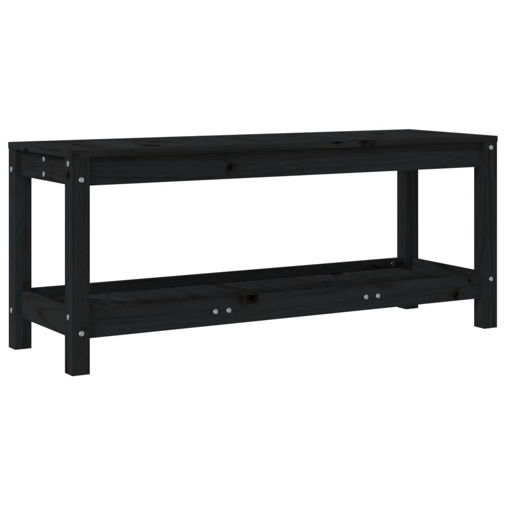 Panca da Giardino Nera 108x35x45 cm in Legno Massello di Pino - homemem39