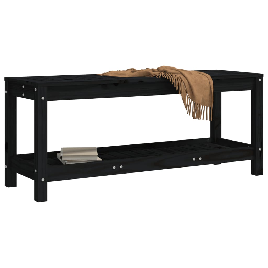 Panca da Giardino Nera 108x35x45 cm in Legno Massello di Pino - homemem39