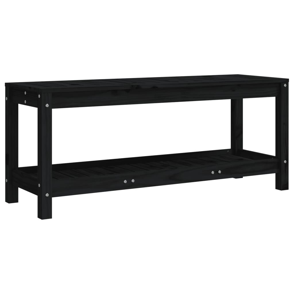 Panca da Giardino Nera 108x35x45 cm in Legno Massello di Pino - homemem39