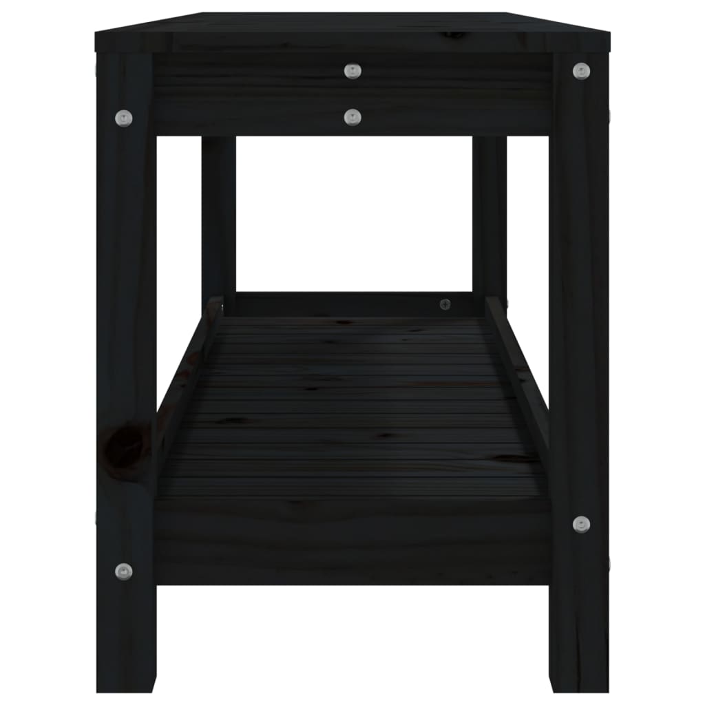 Panca da Giardino Nera 108x35x45 cm in Legno Massello di Pino - homemem39