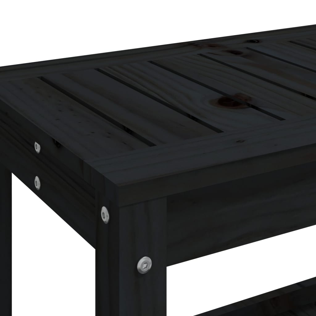Panca da Giardino Nera 108x35x45 cm in Legno Massello di Pino - homemem39