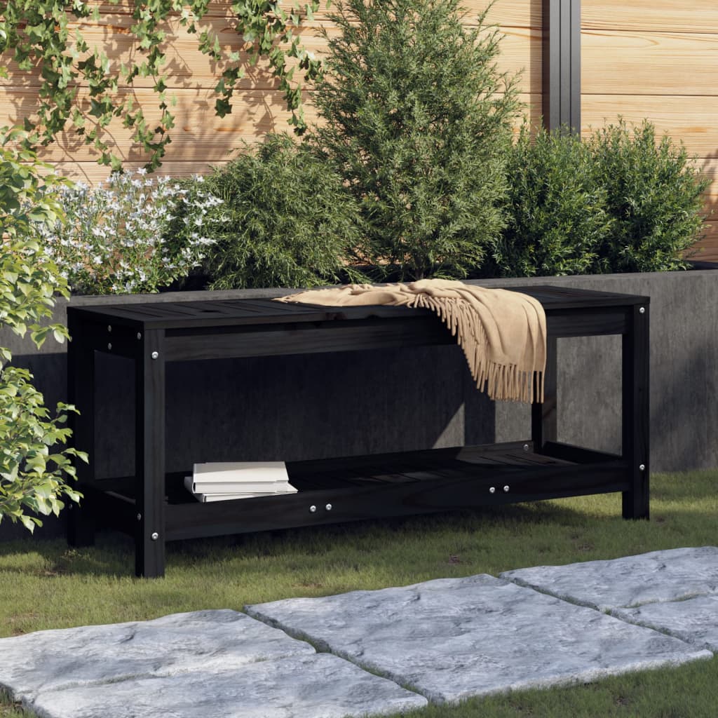 Panca da Giardino Nera 108x35x45 cm in Legno Massello di Pino - homemem39