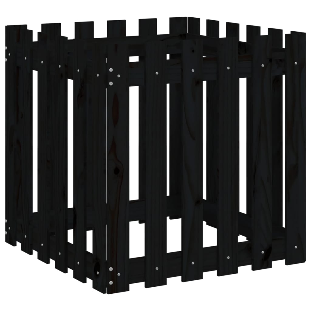 Fioriera Giardino a Recinzione Nera 60x60x60 cm Massello Pino - homemem39