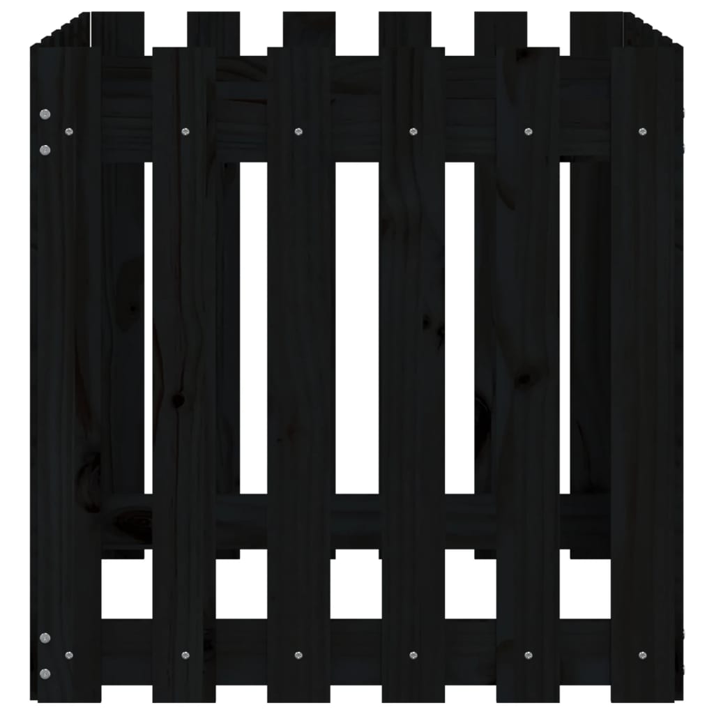 Fioriera Giardino a Recinzione Nera 60x60x60 cm Massello Pino - homemem39