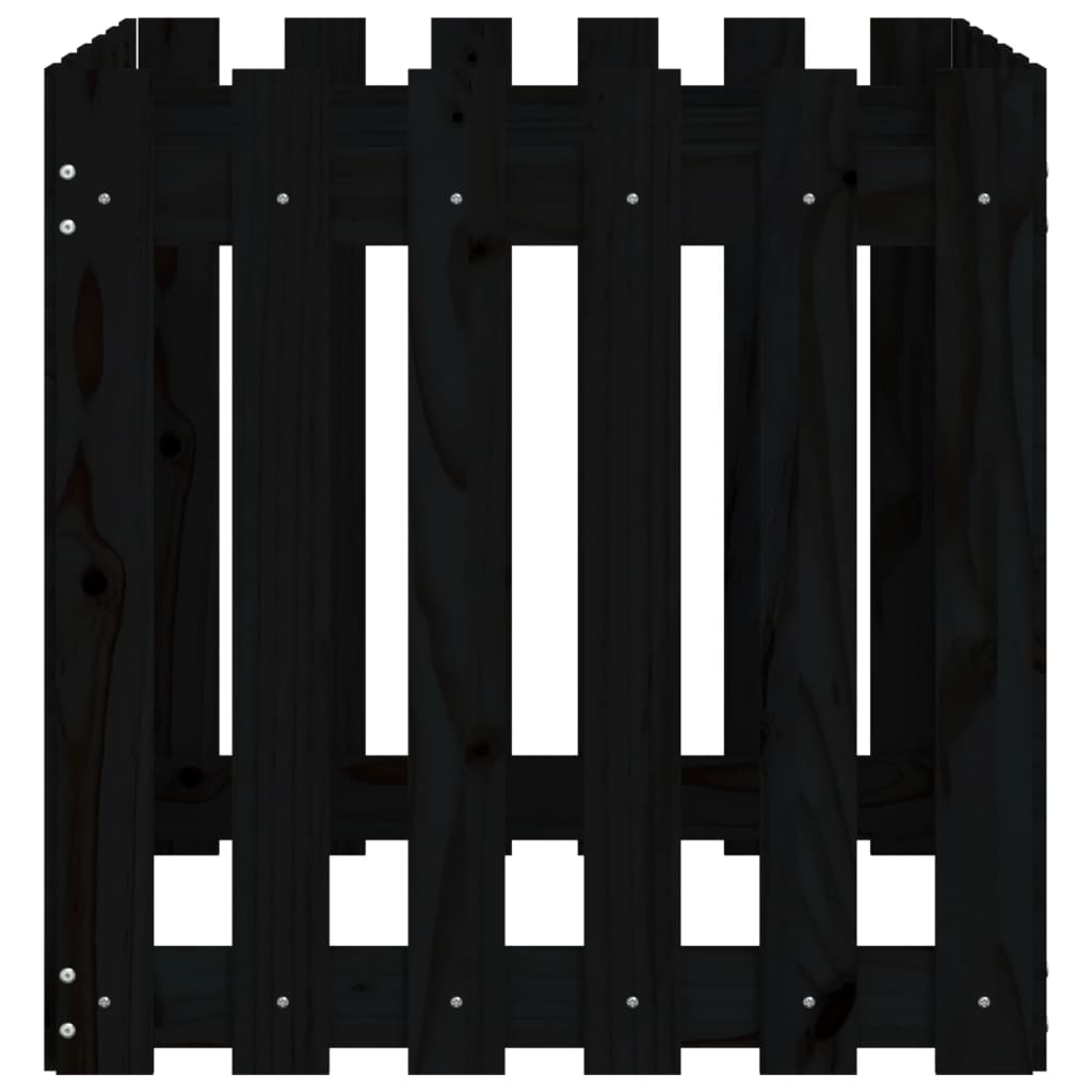 Fioriera Giardino a Recinzione Nera 60x60x60 cm Massello Pino - homemem39