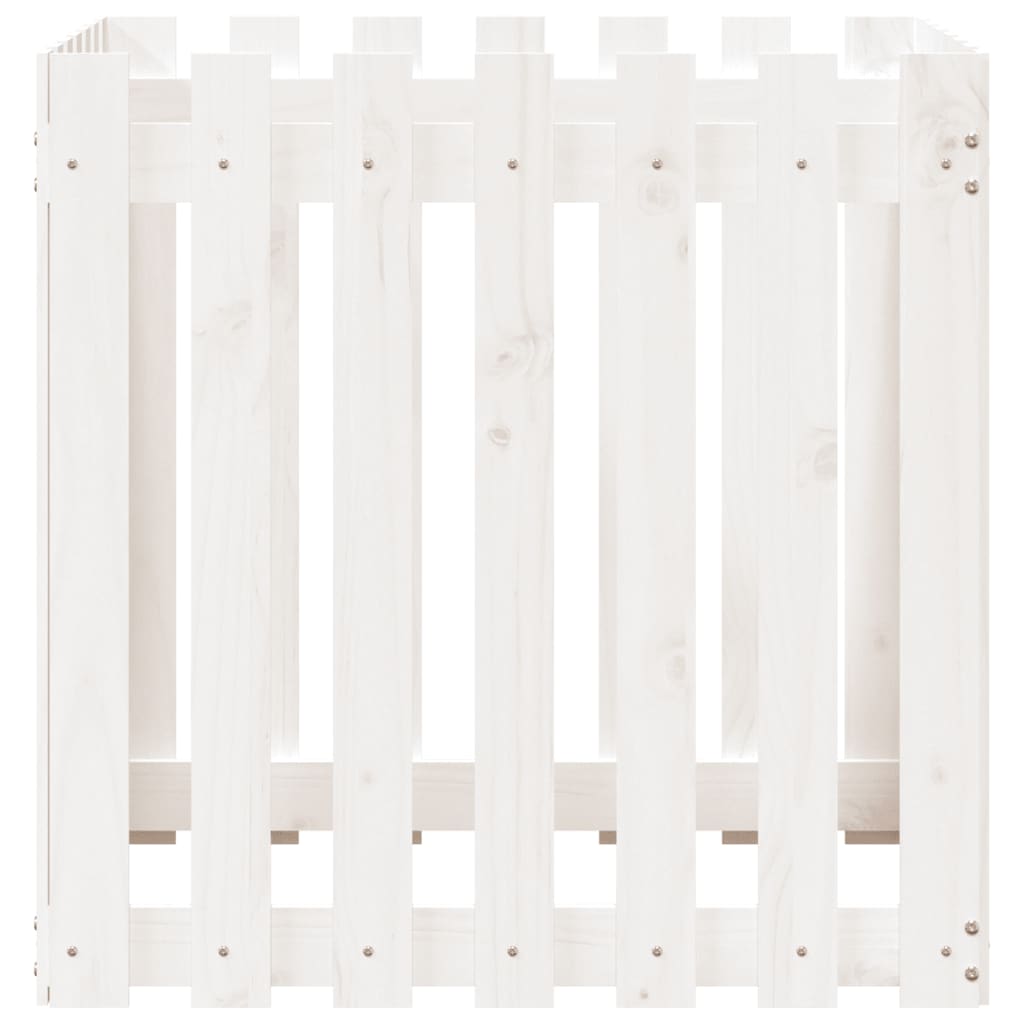 Fioriera Giardino a Recinzione Bianca 70x70x70 cm Massello Pino - homemem39