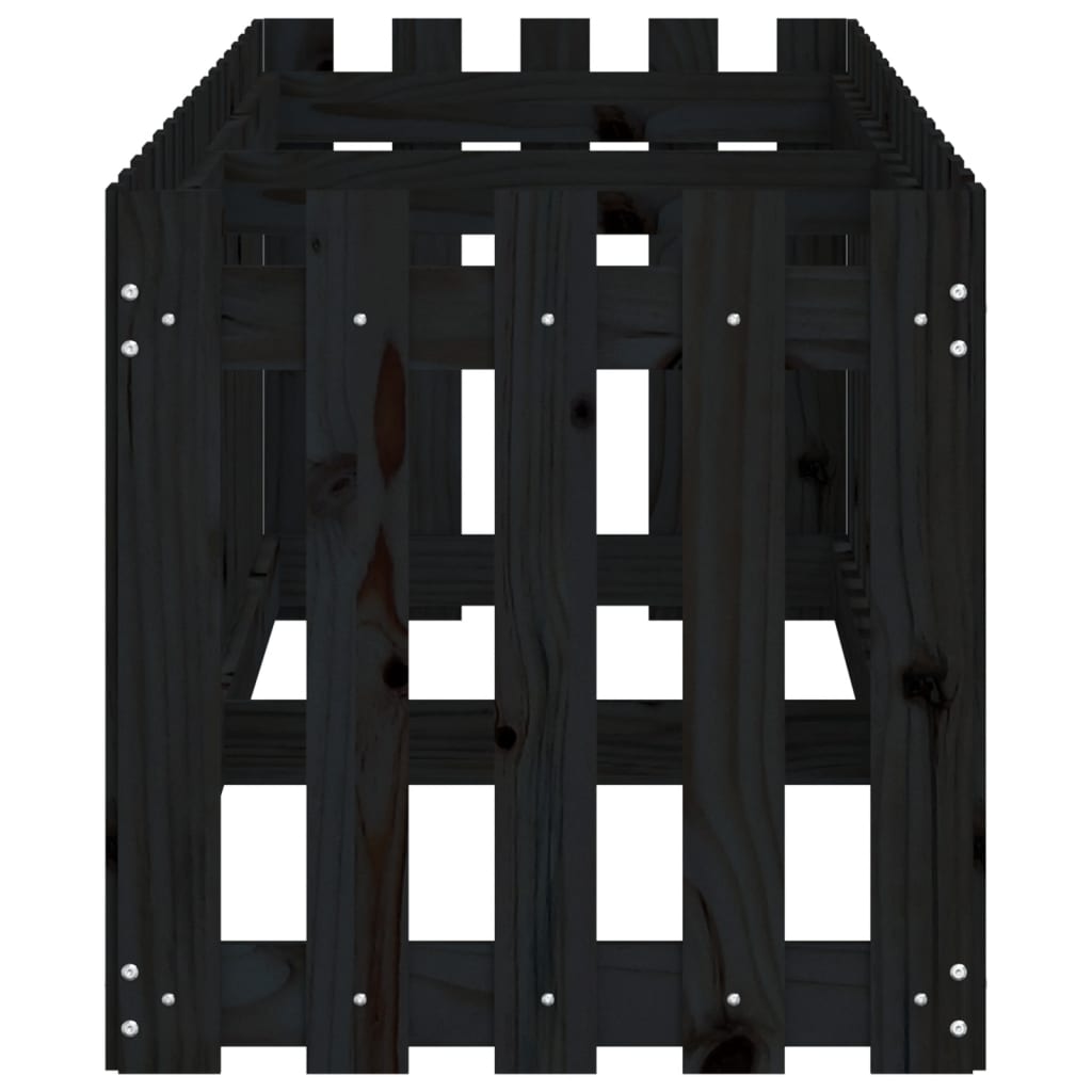 Fioriera Giardino a Recinzione Nera 200x50x50cm Massello Pino - homemem39