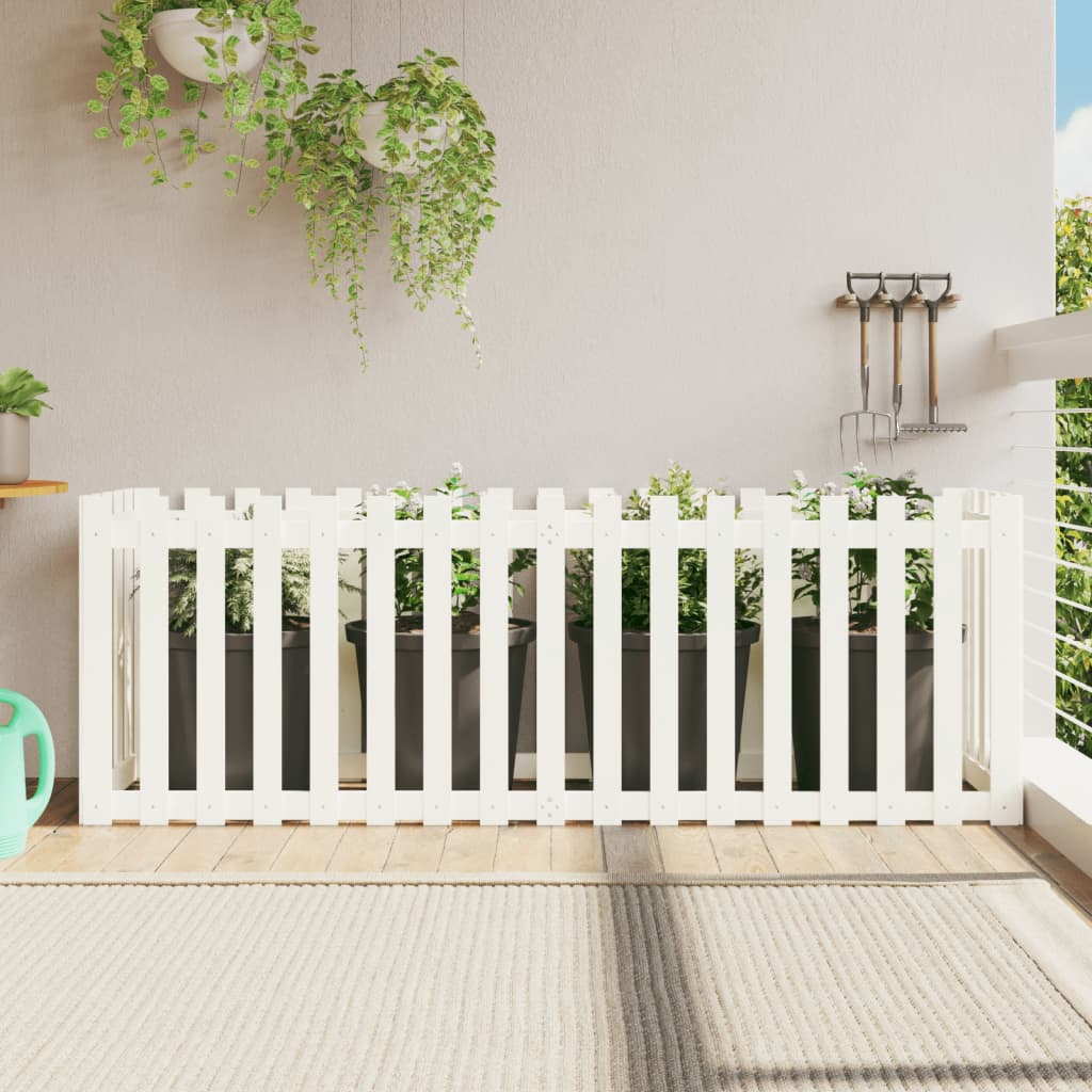 Fioriera Giardino a Recinzione Bianca 200x50x70cm Massello Pino - homemem39