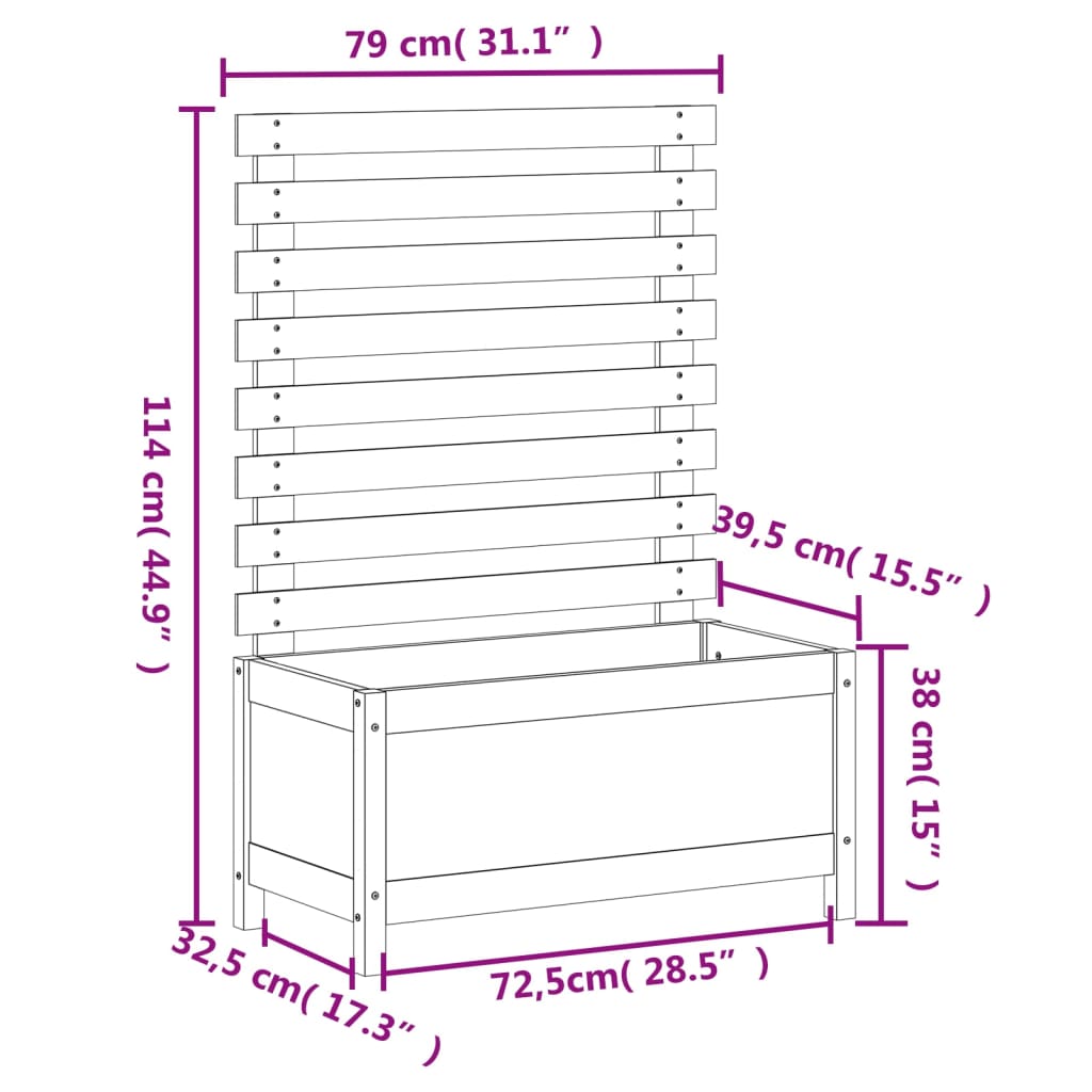Fioriera Giardino con Rastrelliera Bianca 79x39,5x114cm Pino - homemem39
