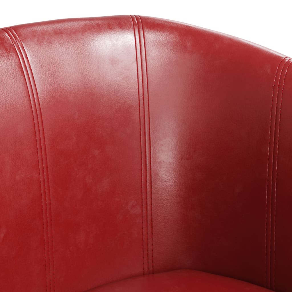 Poltrona a Pozzetto con Poggiapiedi Rosso Vino in Similpelle