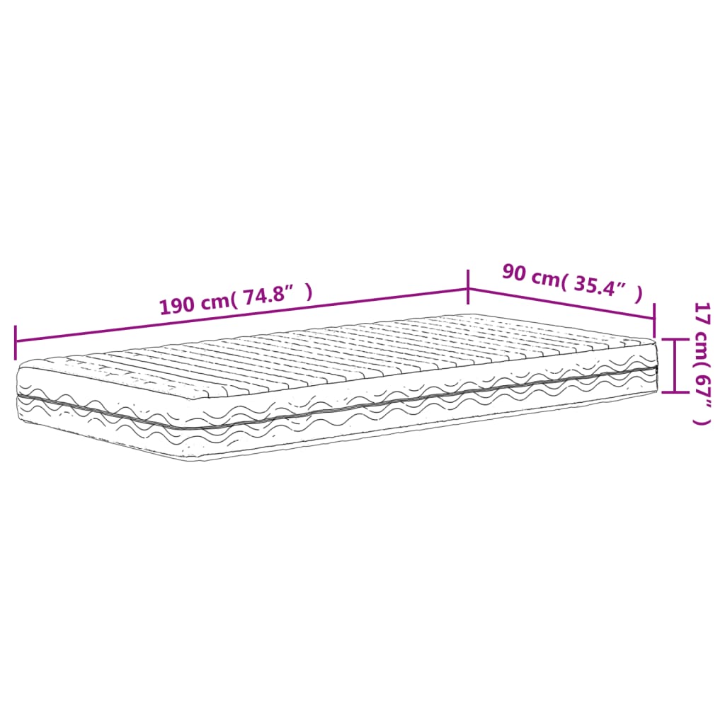 Materasso in Schiuma Bianco 90x190 cm Durezza H2 H3 | homemem39