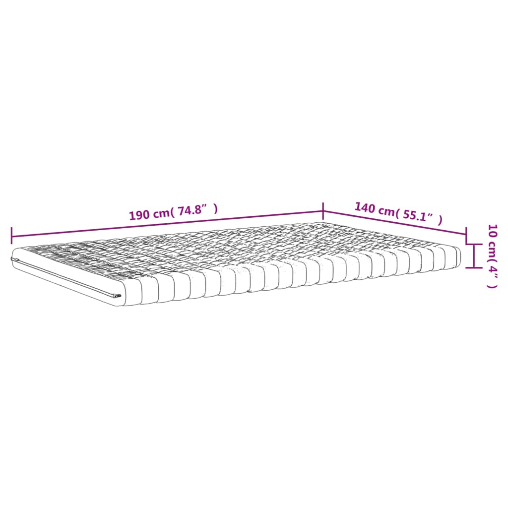 Materasso in Schiuma Bianco 140x190 cm 7 Zone Durezza 20 ILD | homemem39