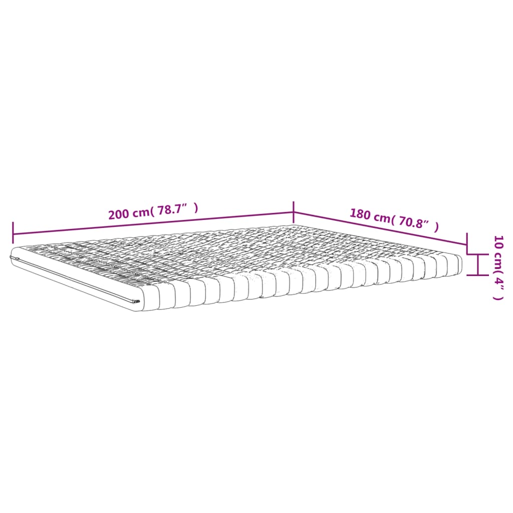 Materasso in Schiuma Bianco 180x200 cm 7 Zone Durezza 20 ILD | homemem39