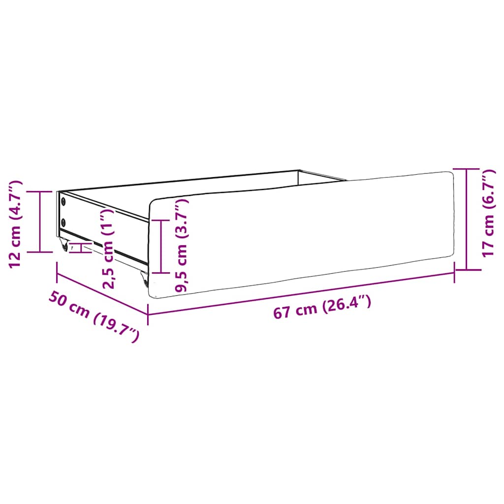 Cassetti da Letto 2pz Grigio Scuro Legno Multistrato e Tessuto | homemem39