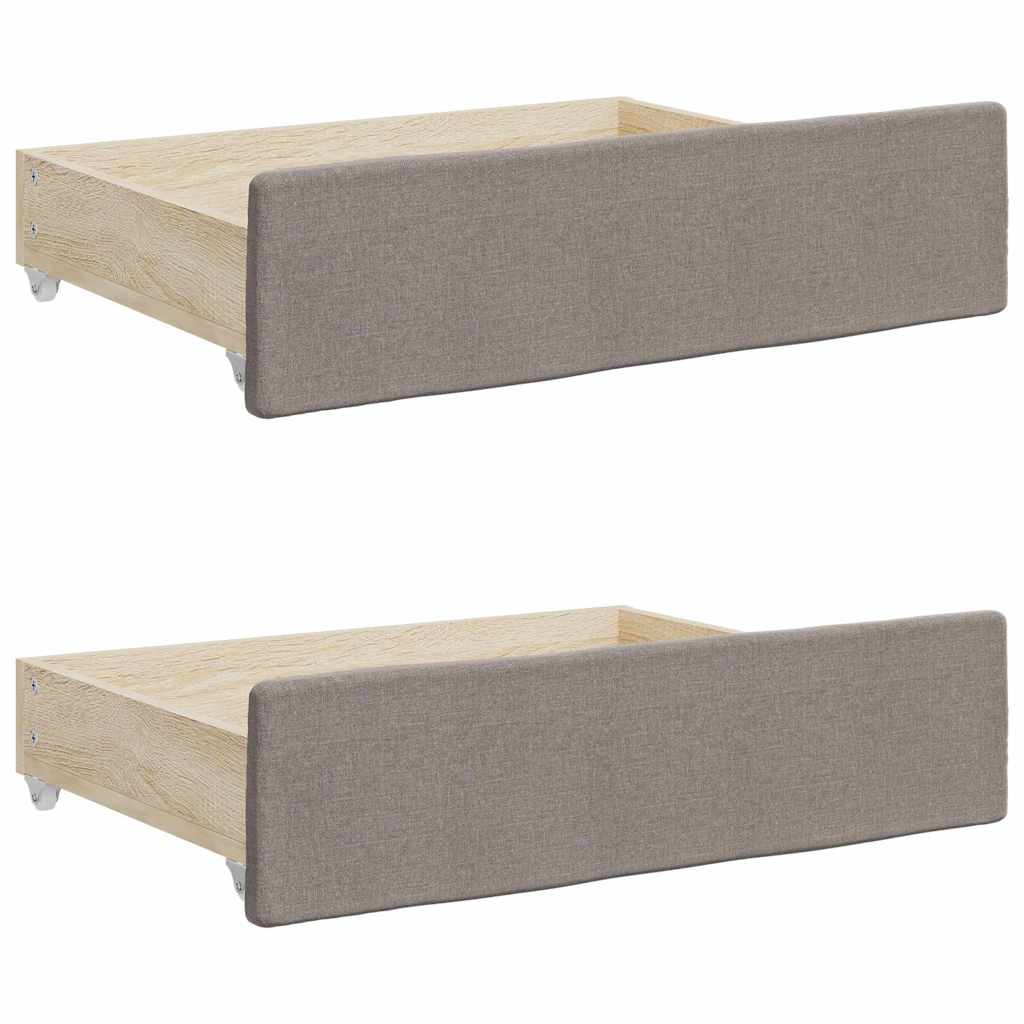 Cassetti da Letto 2pz Tortora in Legno Multistrato e Tessuto - homemem39